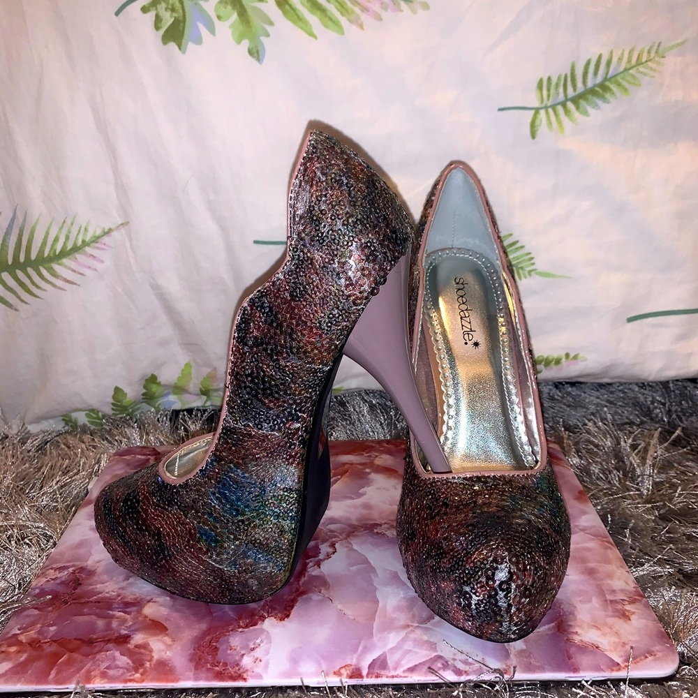 Beautiful Sequin Stilettos with Lavender Heel